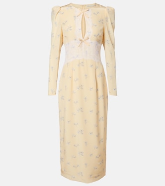 Lace-trimmed floral silk midi dress | Alessandra Rich