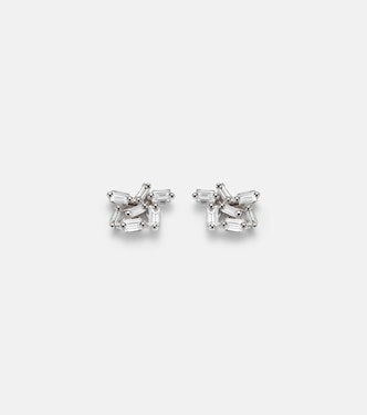 Classic 18kt white gold (750/1000) stud earrings with diamonds | Suzanne Kalan