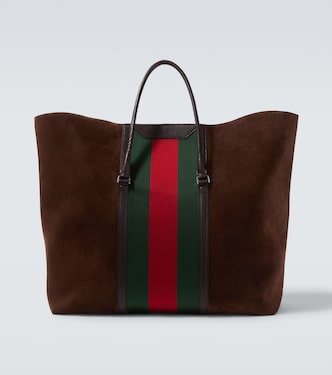 Web Stripe绒面革托特包 | Gucci