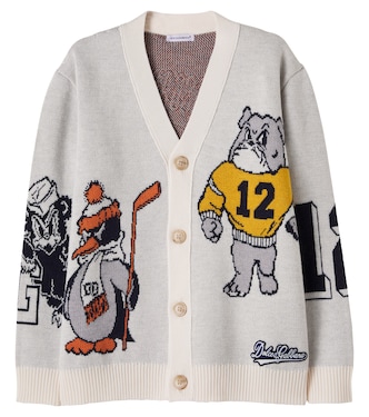 Jacquard logo wool and cotton sweater  | Dolce&Gabbana Kids