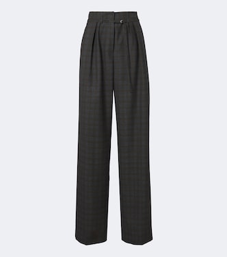 Checked pleated wool wide-leg pants | Dries Van Noten