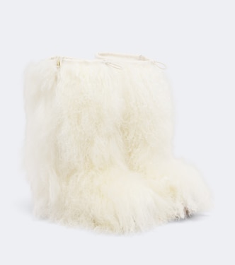 Leather-trimmed shearling mid-calf boots | Yves Salomon