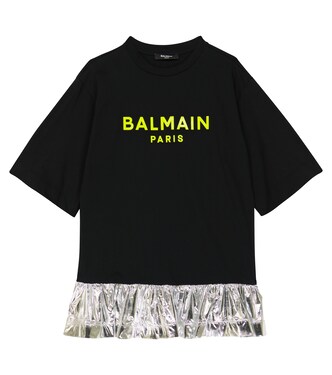 Logo cotton T-shirt dress | Balmain Kids