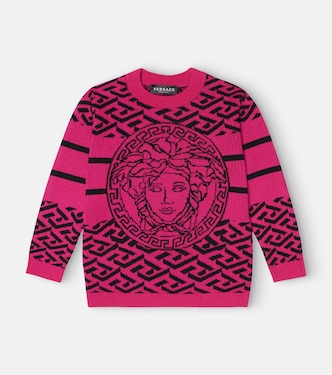 Pull Medusa Greca en laine intarsia | Versace Kids