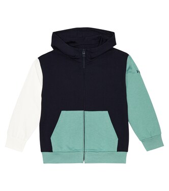 Colorblocked cotton zip-up hoodie | Il Gufo