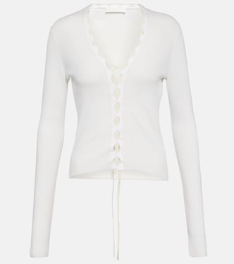 Lace-up ribbed-knit cotton cardigan | Dion Lee