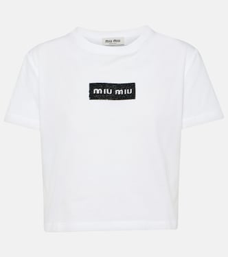 Logo cotton jersey T-shirt | Miu Miu