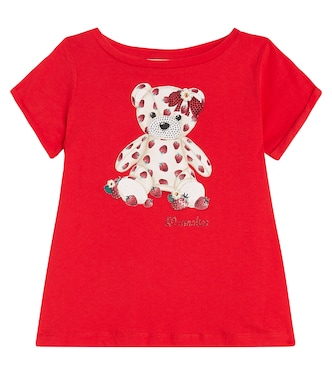 Embellished cotton jersey T-shirt | Monnalisa
