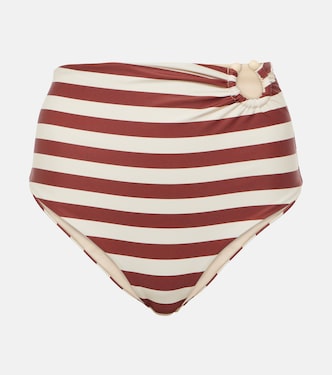 Striped high-rise bikini bottoms | Johanna Ortiz