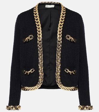 Kendra chain-detail wool-blend cardigan | Tory Burch