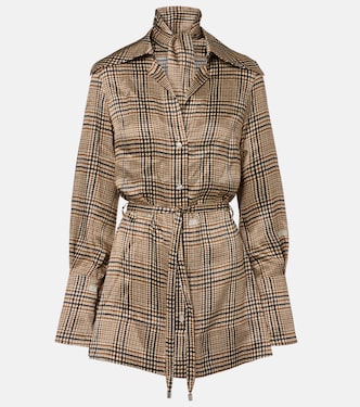 Prince of Wales check silk shirt dress | Patou