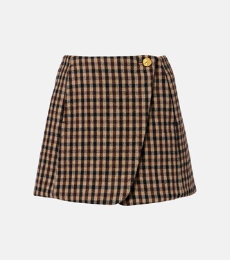 Checked wool wrap skirt | Ganni