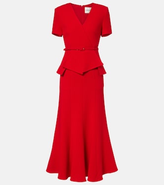 Vestido midi de lana con peplum drapeado | Roland Mouret