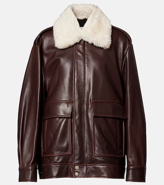 Drey shearling-trimmed leather jacket | Nour Hammour