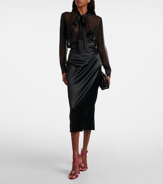 High-rise satin pencil skirt in black - Dolce Gabbana | Mytheresa