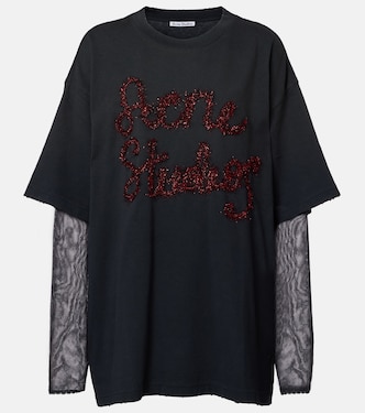 Layered cotton jersey and mesh T-shirt | Acne Studios