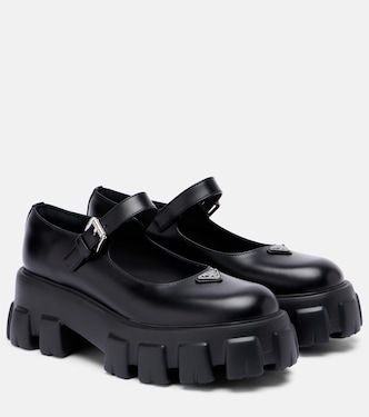 Monolith leather Mary Jane flats | Prada