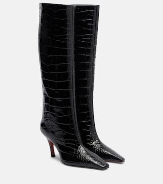 Mona croc-effect leather knee-high boots | Amina Muaddi