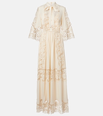Georgette and macramé gown | Elie Saab