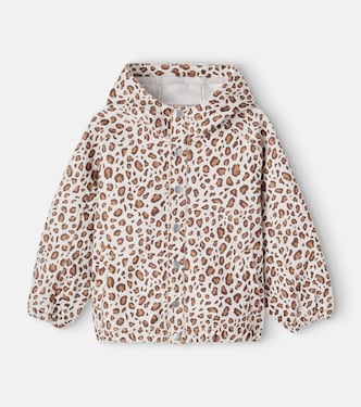 Leopard-print hooded cotton jacket | Tinycottons