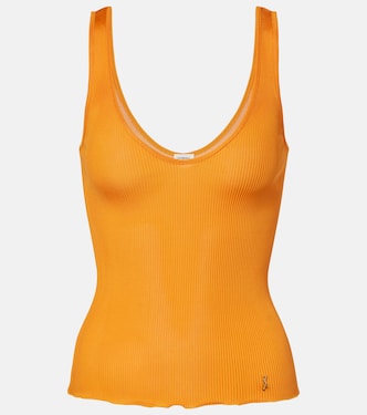 Ribbed-knit silk jersey tank top | Saint Laurent