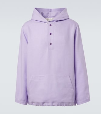 Hooded linen jacket with amethyst | God's True Cashmere