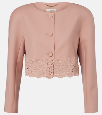 Cropped-Jacke aus Gabardine mit Guipure-Spitze | Chloé