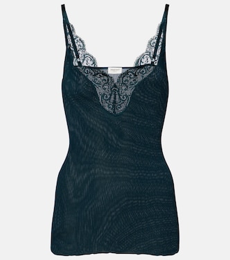  Lace-trimmed ribbed-knit silk top | Saint Laurent