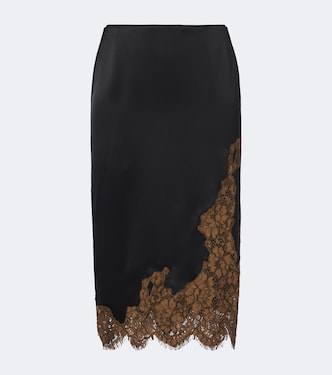 Jupe midi Shiny Statement en satin à dentelle | Dorothee Schumacher