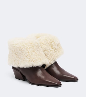 Bettina leather and shearling ankle boots | Paris Texas