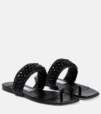 Amoure Flat embellished raffia sandals | Jimmy Choo