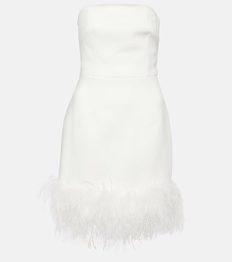 Bridal Evelyn feather-trimmed minidress | Rebecca Vallance