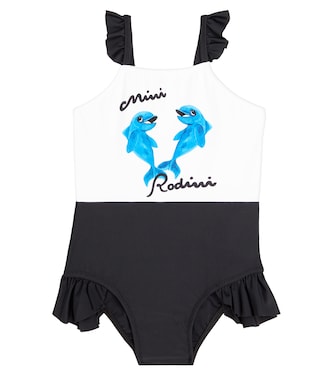 Dolphins ruffled swimsuit | Mini Rodini