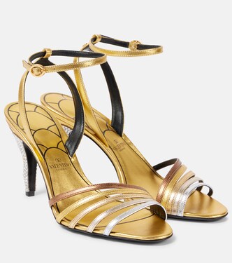 Ladycrush embellished metallic leather sandals | Valentino Garavani
