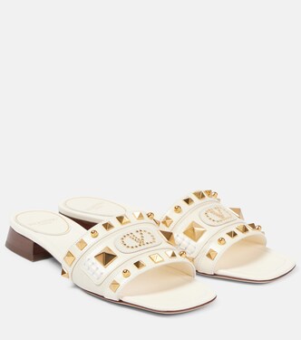 Plaster Caster studded leather slides | Valentino Garavani