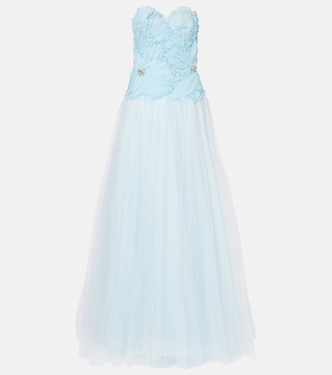 Edra floral strapless tulle gown | Costarellos