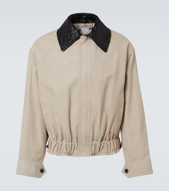 Blouson Intrecciato aus Twill und Leder | Bottega Veneta