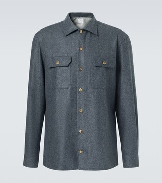 Virgin wool flannel overshirt | Brunello Cucinelli