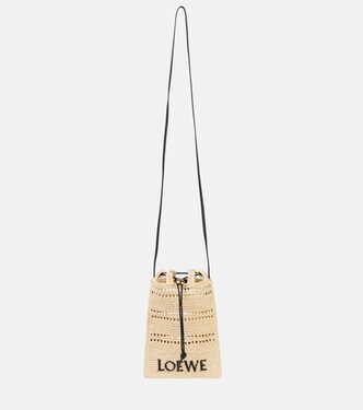 Paula's Ibiza raffia pouch with strap | Loewe
