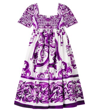 Majolica smocked cotton poplin dress | Dolce&Gabbana Kids