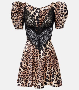 Robe en satin de soie à motif léopard | Rodarte