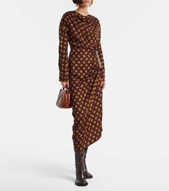midi didi dress Didi embellished polka-dots midi dress in burgundy - Dries Van Noten