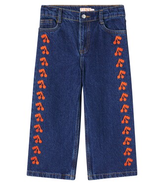 Cherries embroidered jeans | Tinycottons