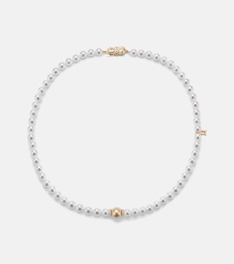 18kt gold necklace with pearls and diamonds | Mikimoto