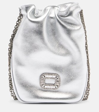 Pilgrim Nano metallic leather bucket bag | Roger Vivier