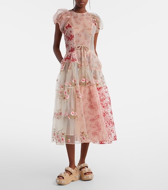 Patchwork sheer organza midi dress in pink - Simone Rocha | Mytheresa Patchwork sheer organza midi dress in pink - Simone Rocha | Mytheresa