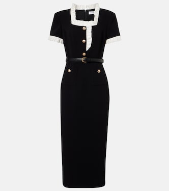 Belted crêpe midi dress | Self-Portrait