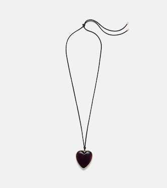 14kt gold-plated and leather necklace with quartz | Jennifer Fisher