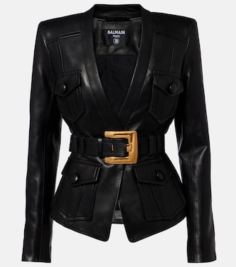 Belted leather jacket | Balmain