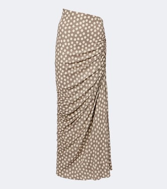 Gathered polka-dot jersey maxi skirt | Alaïa